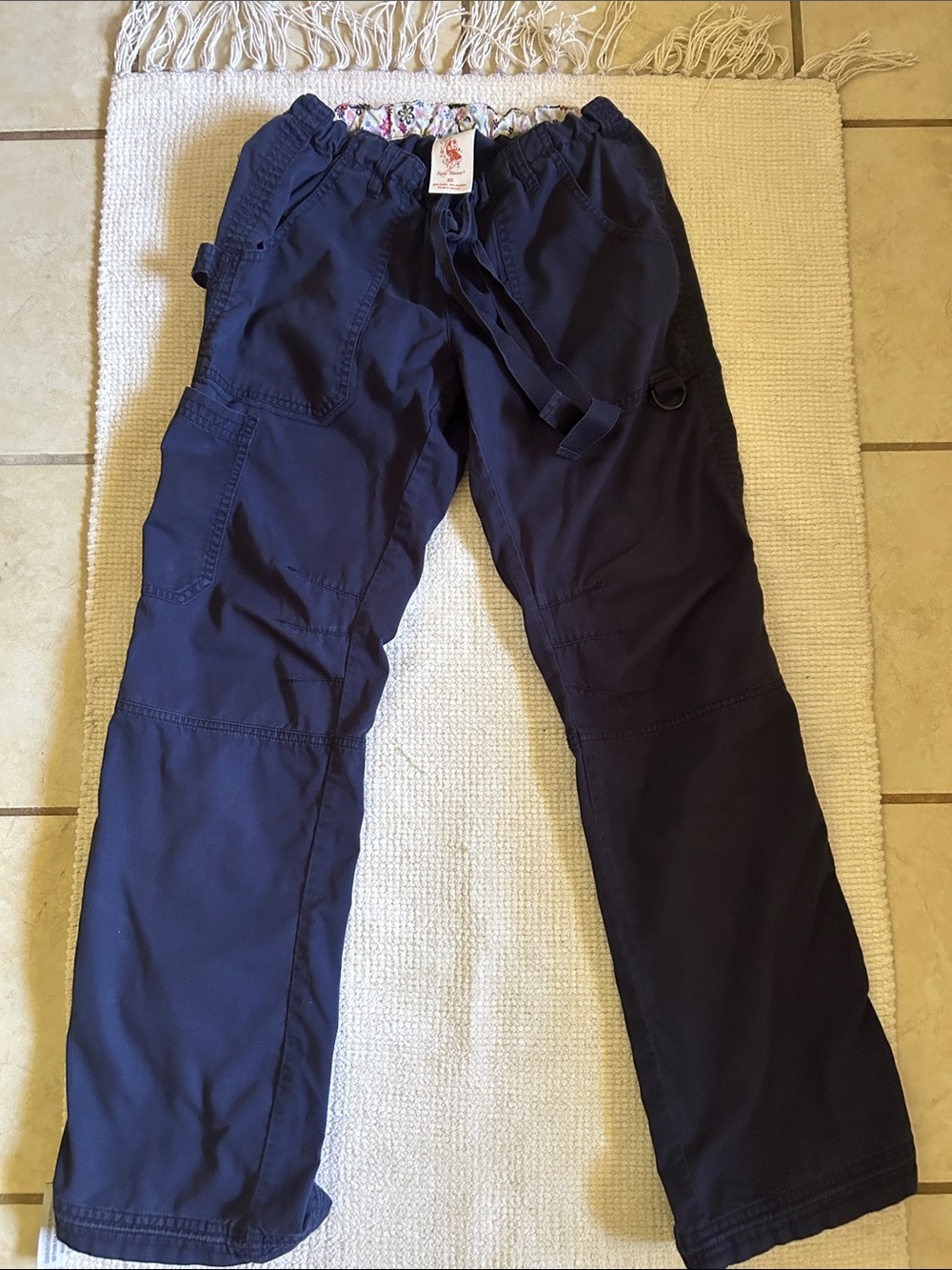 Koi Women's Navy Cargo Scrub pants with Drawstring Waist